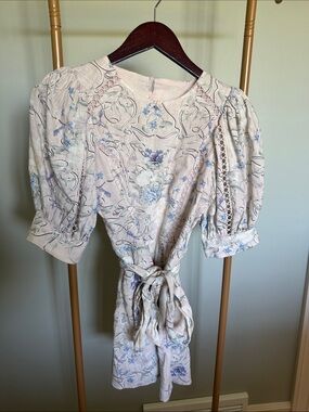 Express Floral Tie-Waist Jumpsuit in Light Pink and Blue